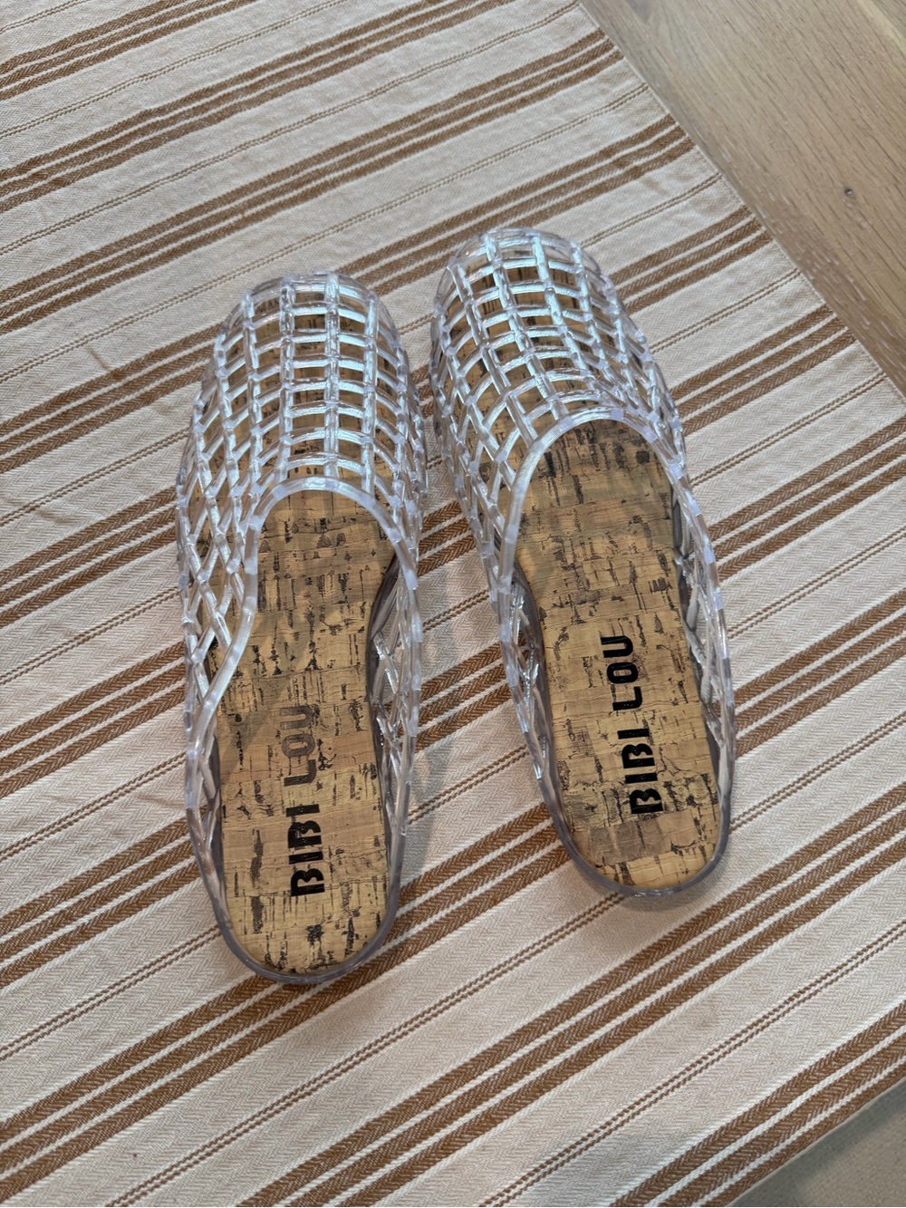 NWOT Anthropologie Bibi Lou Netted Jelly Mules- Clear - Picture 2 of 3